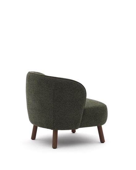 Кресло Ulit из зеленой синели с ножками из ясеня с отделкой под орех