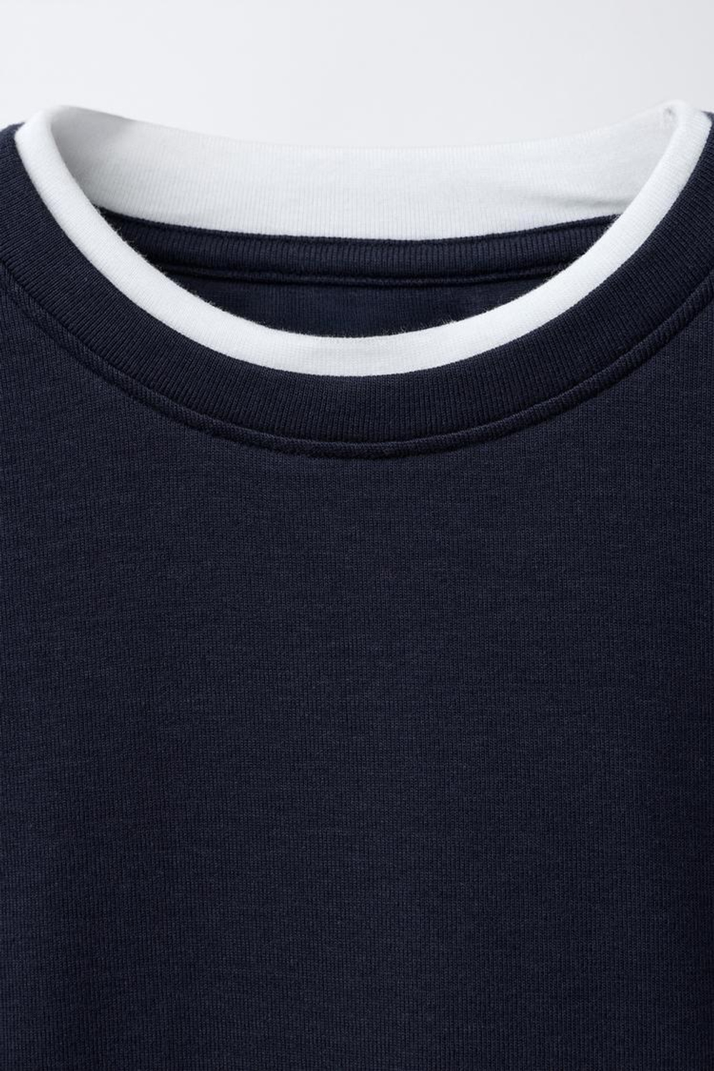 ZARA ДВОЙНАЯ ФУТБОЛКА ИЗ МОДАЛА, МОРСКОЙ СИНИЙ