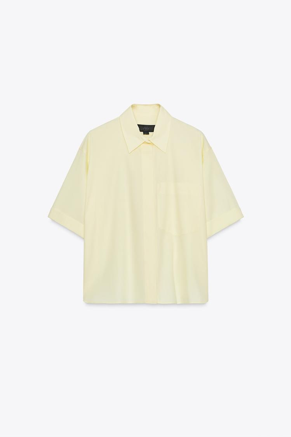 ZARA РУБАШКА ИЗ ПОПЛИНА С КАРМАНОМ, ЖЕЛТЫЙ