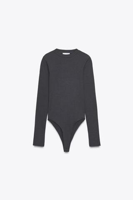 ZARA БОДИ ИЗ ХЛОПКА И МОДАЛА, СВИНЦОВЫЙ