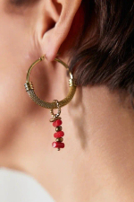 HMG 1324 G steel/Coral Серьги hoop арт.1090