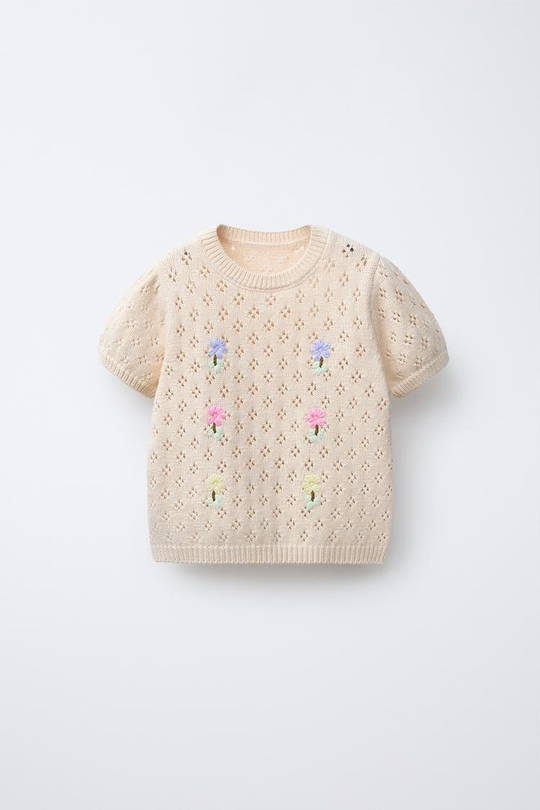 ZARA ТОП С ВЫШИВКОЙ, ЭКРЮ