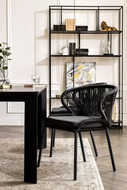 "Венето" обеденная группа на 4 персоны со стульями "Милан", каркас темно-серый, роуп темно-серый