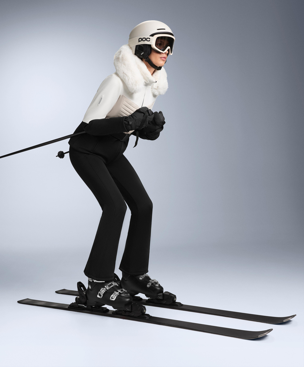 Oysho Водонепроницаемая куртка Primaloft® SKI с цветными блоками, супероблегающая, черный