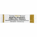 California Gold Nutrition, пребиотики и пробиотики для взрослых, 10 млрд. КОЕ + бузина, натуральный клубнично-дынный вкус, 30 пакетиков по 1,5 г (0,05 унции)