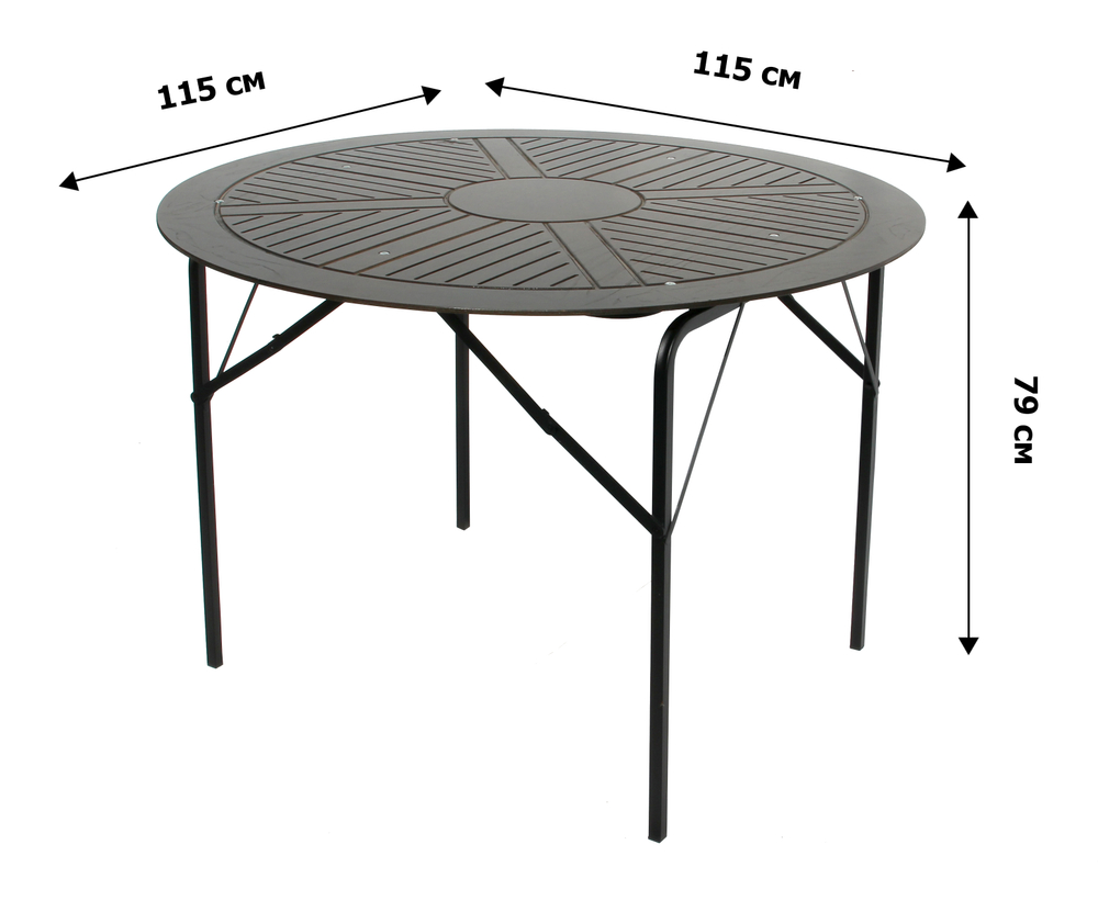 Стол к набору Бистро арт.КА6266 круглый (каркас черный, столешница коричневая)