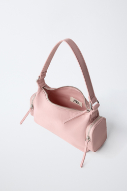 ZARA СУМКА ЧЕРЕЗ ПЛЕЧО С КАРМАНАМИ, РОЗОВЫЙ