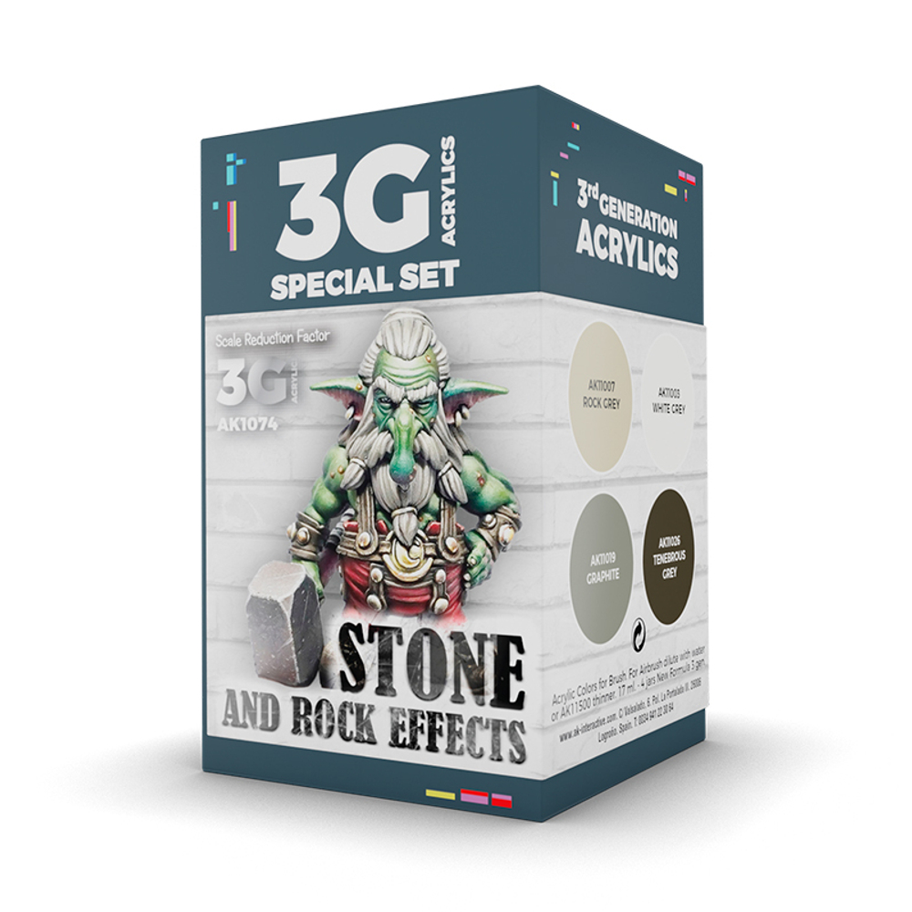 Набор красок AK interactive Wargame Color Set - Stone And Rock Effects