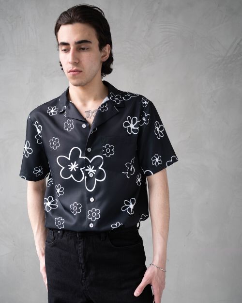 Рубашка Молодость Flower Shirt черная