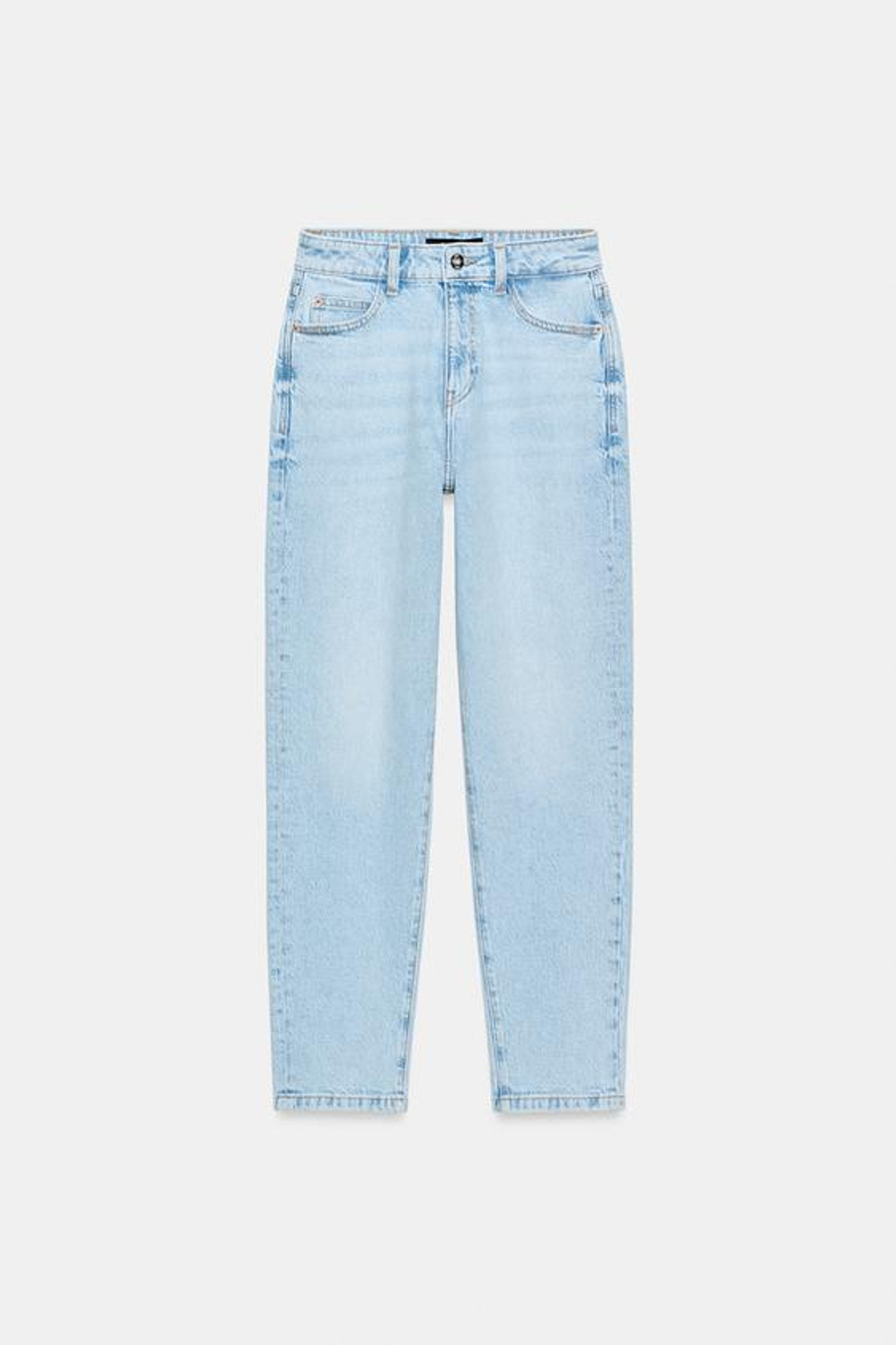 ZARA ДЖИНСЫ Z.01 MOM FIT С ВЫСОКОЙ ПОСАДКОЙ, ГОЛУБОЙ