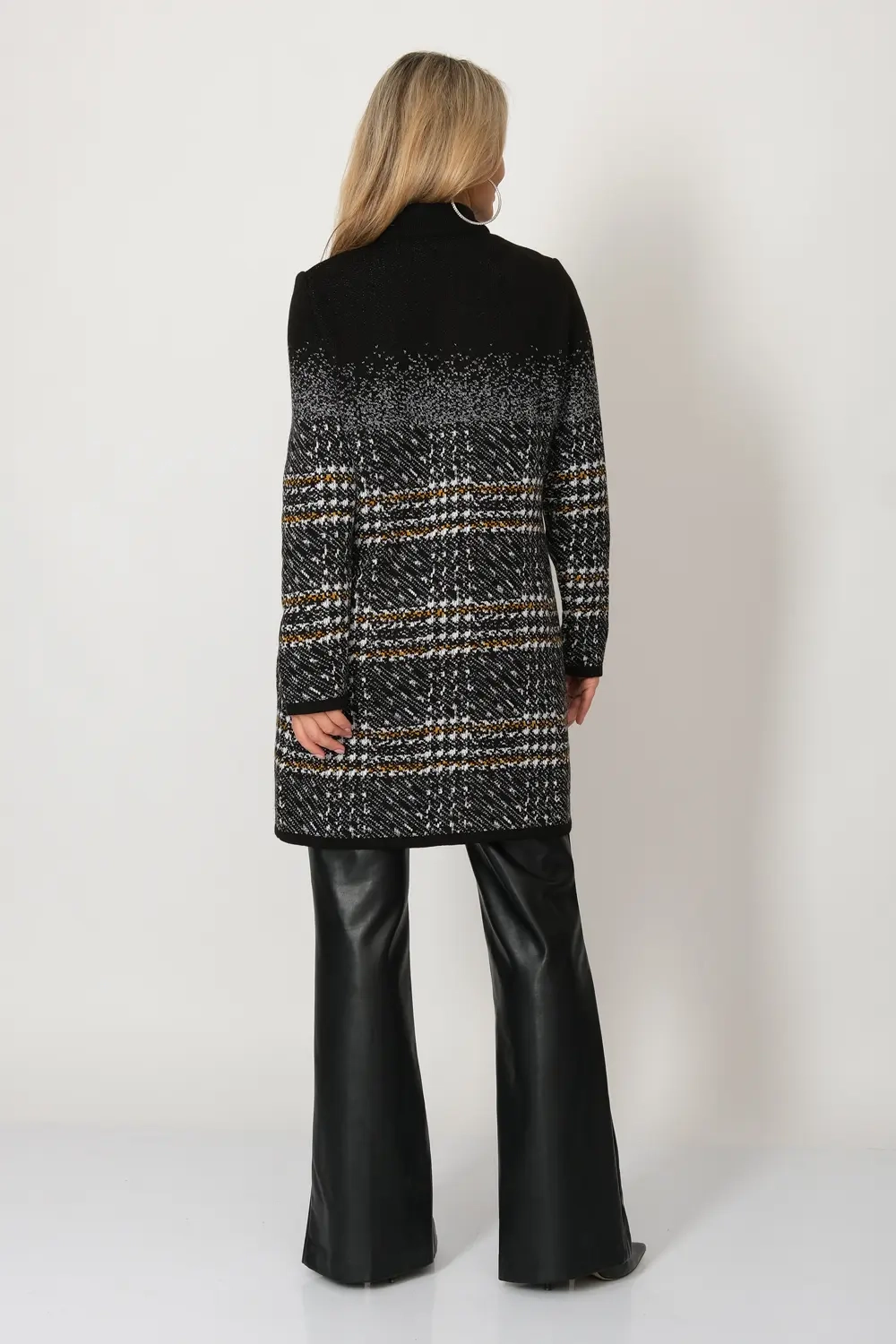 Кардиган В 1742 ст/черно-горчичный