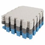 Коврик-пазл напольный 1,2х1,2 м, 16 шт., 30х30 см, толщина 1 см, серый, голубой, светло-серый, ЮНЛАНДИЯ, 664813