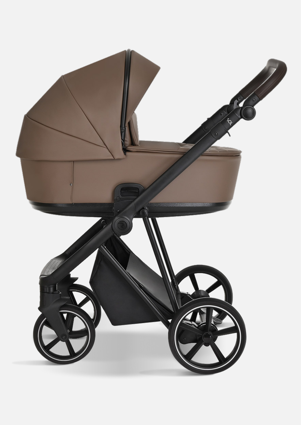 Roan Коляска 2 в 1 Sol Leather Camel Black Тем.коричневый