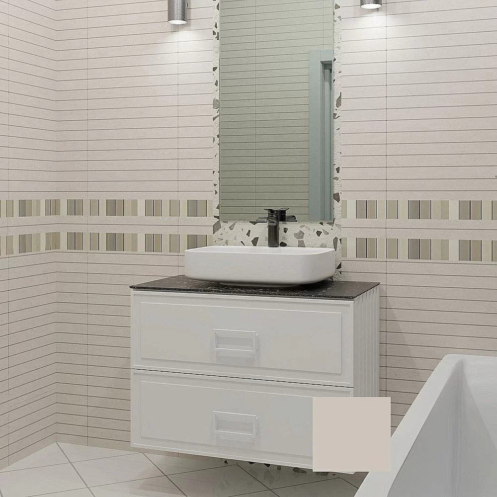 Тумба с раковиной La Fenice Cubo Twin 100 бежевая матовая, столешница черная/ручки белые