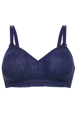 Синий бюстгальтер без косточек с рисунком в виде волн (Размер: 95E) (Цвет: синий)