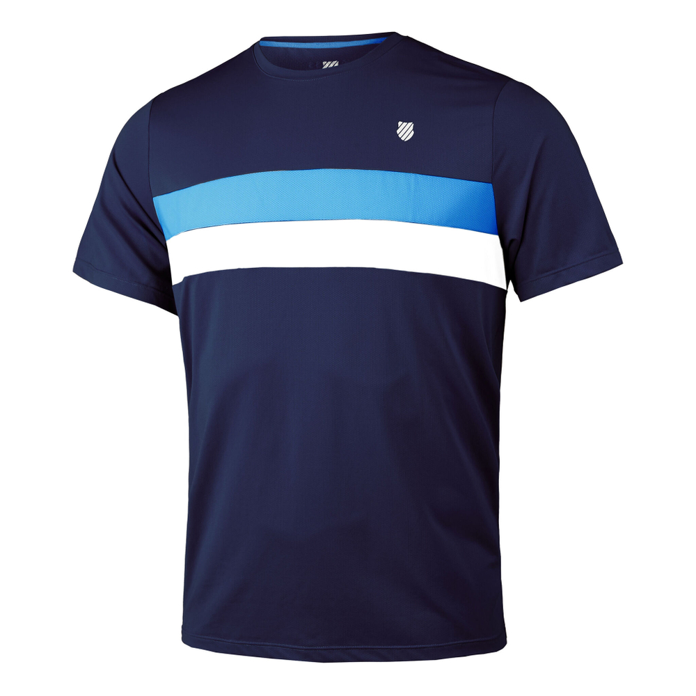 Мужское теннисное поло K-Swiss Core Team Stripe Crew T-Shirt Men - Dark Blue, Multicoloured