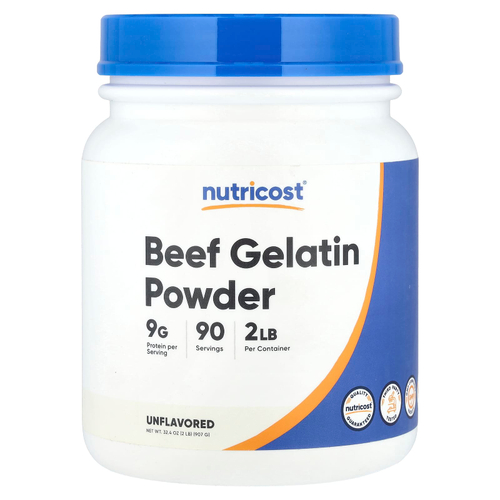 Nutricost, Порошок из говяжьего желатина, без добавок, 907 г (32,4 унции)
