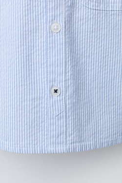 ZARA БАЗОВАЯ РУБАШКА ИЗ ЖАТОЙ ТКАНИ, СИНИЙ