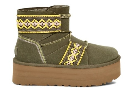 UGG WOMEN MINI BRAID PLATFORM KHAKI