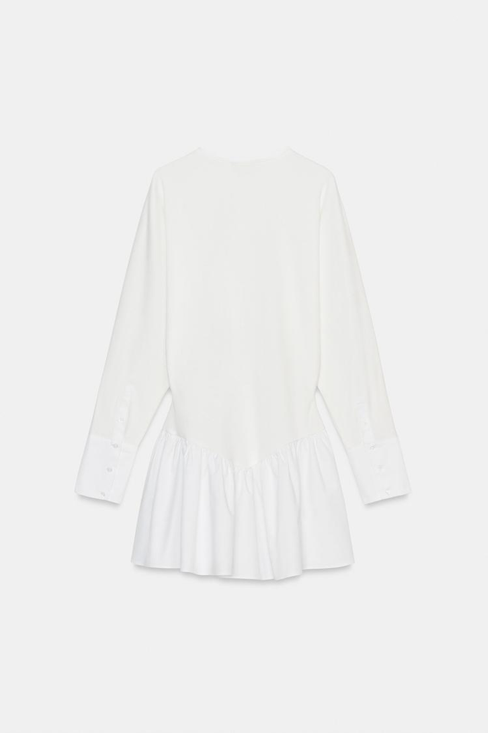 ZARA КОРОТКОЕ КОМБИНИРОВАННОЕ ПЛАТЬЕ С РУКАВАМИ «ЛЕТУЧАЯ МЫШЬ», БЕЛЫЙ