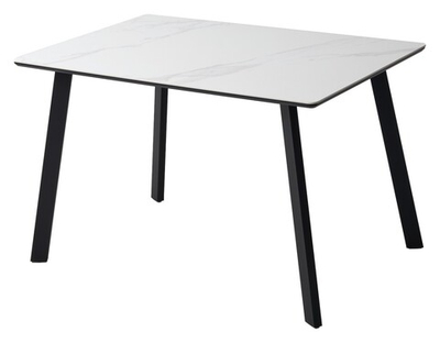 Стол ТИК ТАК 120  Белый мрамор MATTE, керамика / Черный каркас М-City