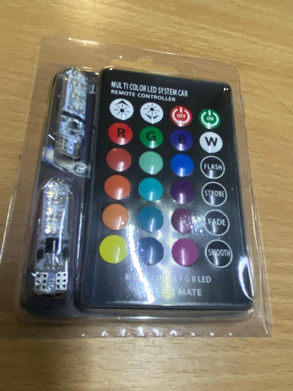 Комплект LED RGB ламп в габариты с пультом LightSpace T10 W5W SMD5050 16 цветов