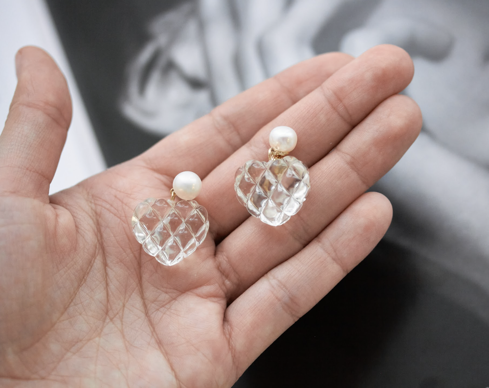 Серьги Plastics crystal with pearl