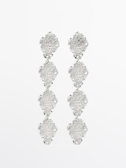 Massimo Dutti Длинные кружевные серьги, серебряный