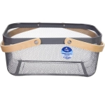 Корзина для хранения металлическая с деревянными ручками «ФАРГО», цвет серый, 19*24,5*40см (лейбл Селфи)