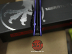 Нож Microtech Stitch Acid Purple AL + пружина A+++ - черный клинок, рукоять фиолетоый алюминий