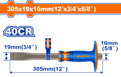 Зубило с протектором 19х16х305 мм (6/36) WADFOW WCC2311