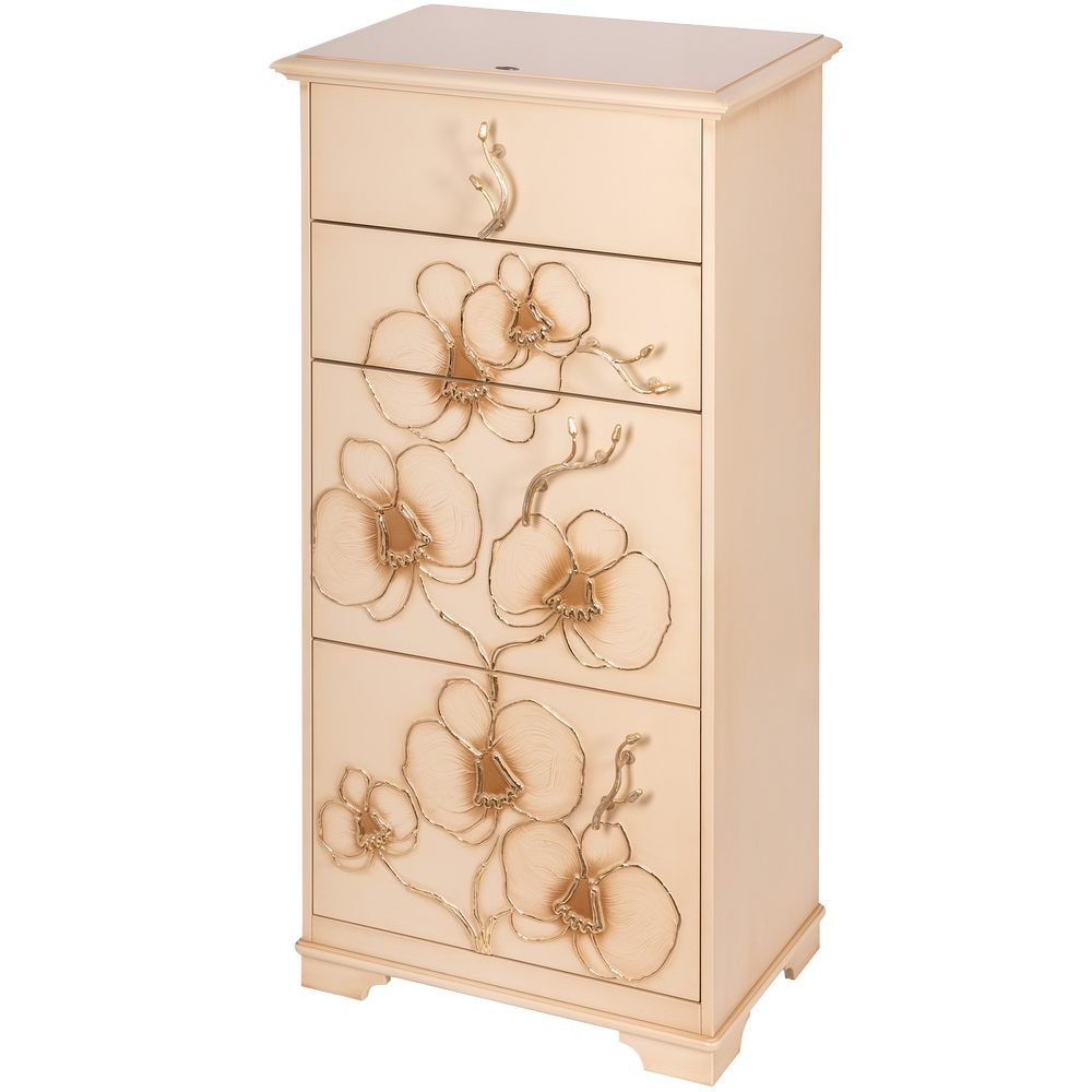 Комод Орхидея Симпл с 4 ящиками Айвори Мраморное золото