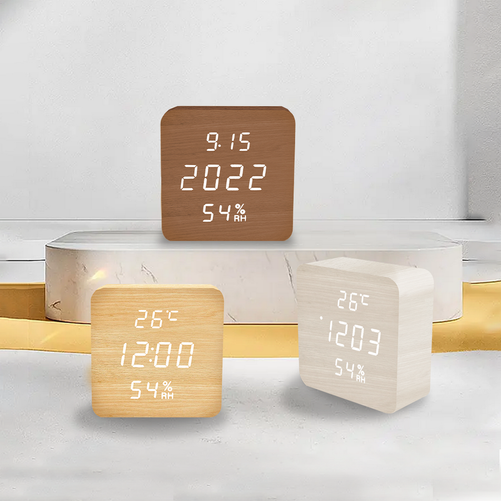 Часы VST-872S-6 White (C/дата/деревянный корпус) USB