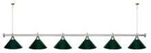 Лампа STARTBILLIARDS 6 пл. (плафоны синие,штанга хром,фурнитура золото)