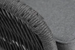 "Канны" диван модульный плетеный из роупа, каркас алюминий темно-серый (RAL7024) муар, роуп темно-серый круглый, ткань темно-серая 027