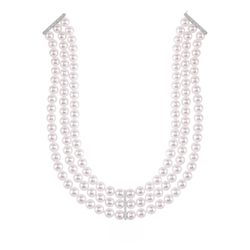 Колье-чокер из Морского Жемчуга Акойя и Бриллиантами, N0156-0/2