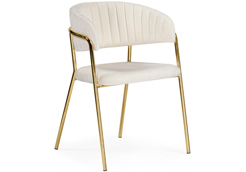 Стул на металлокаркасе Woodville Kamelia белый, ткань золотые ножки