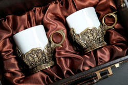 Набор чашек для кофе "Герб РФ" 2шт. в подарочном кейсе с художественным оформлением