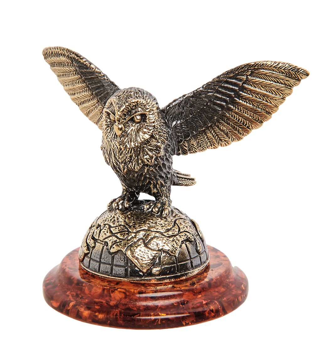 Народные промыслы AM-2179 Фигурка «Сова Хэдвиг» (латунь, янтарь)