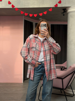 Рубашка в клетку розовый