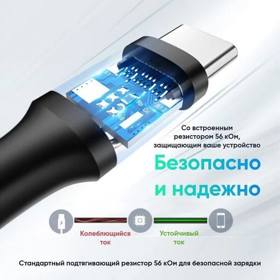 Кабель Ugreen US287 USB-A 2.0 - USB-C Cable Nickel Plating 1.5 м (60117) Black