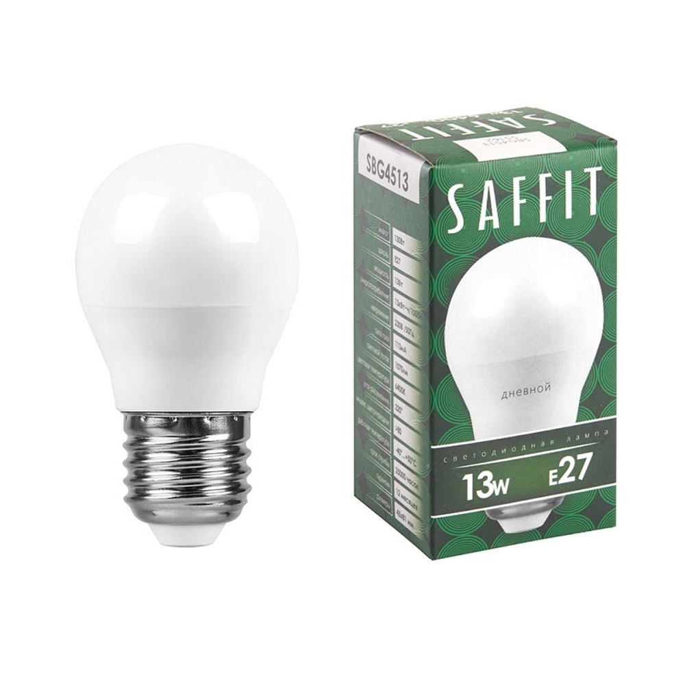 Лампа светодиодная. 13W 230V E27 6400K G45. SBG4513