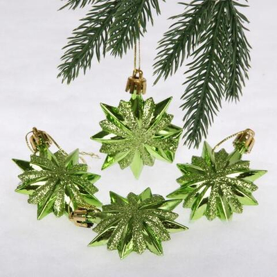 Ёлочные игрушки "Звезда остроконечная" 6 см 4шт. салатовый