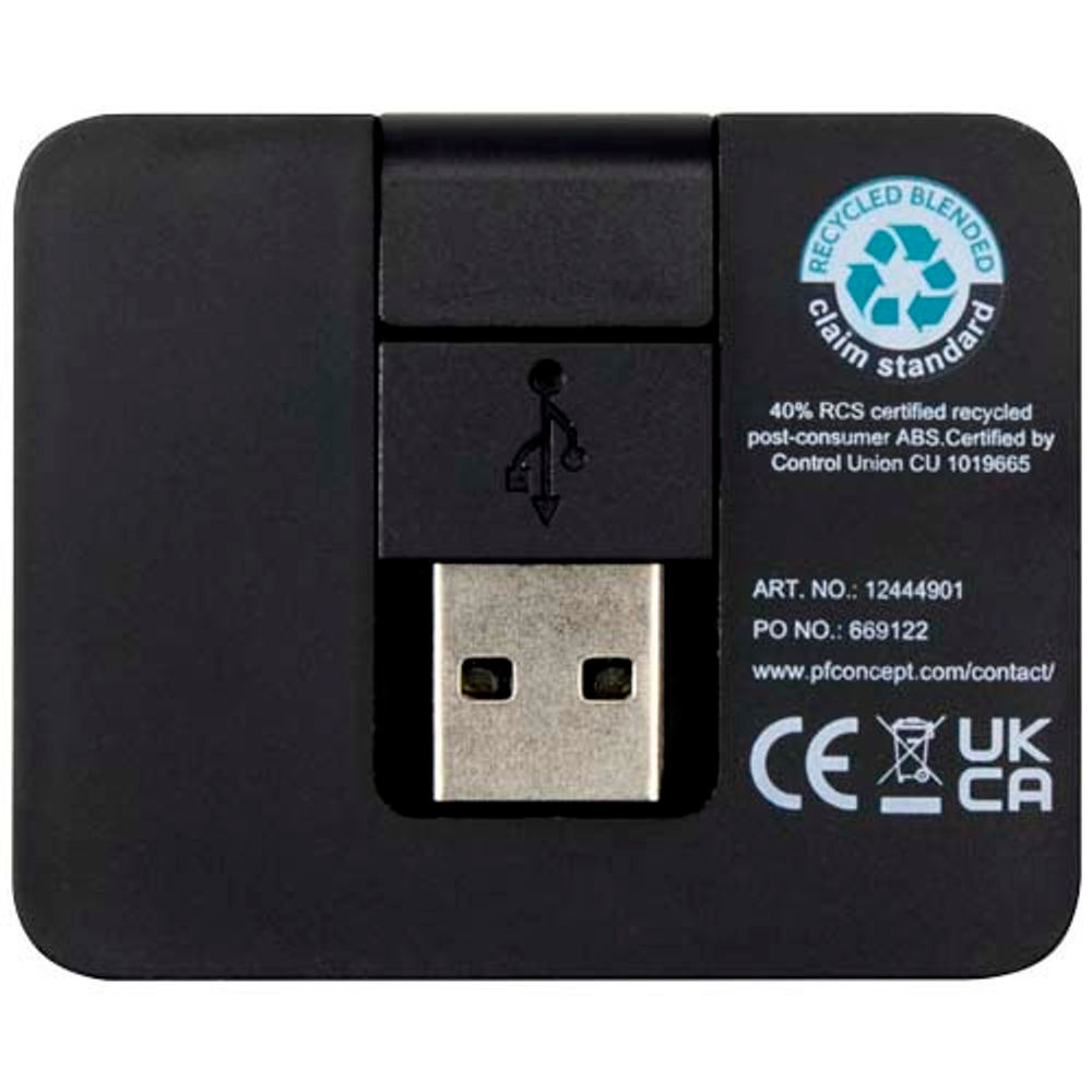 Gaia 4-портовый USB-концентратор с выходом USB-A и Type-C и двойным входом — изготовлен из переработанного пластика