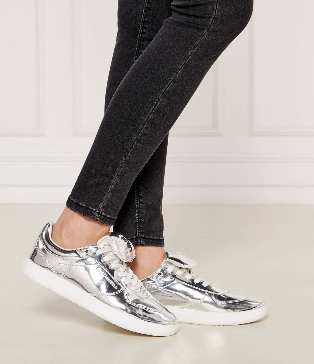 Кожаные кроссовки Karl Lagerfeld - серебряный(KL63820)