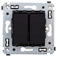 Переключатель двухклавишный в стену, "Avanti", "Черный квадрат"