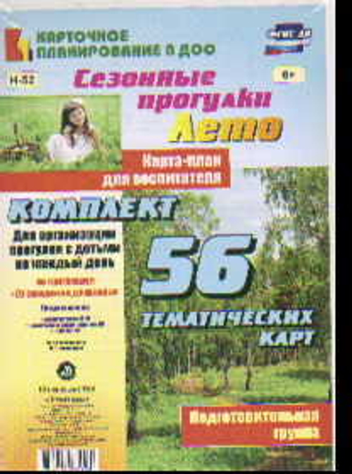 Сезонные прогулки. Лето. Подговительная группа. 56 карточек
