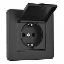 Розетка с заземлением и шторкой, с крышкой Arte Milano SET16-1 SET16-1-41-1 black