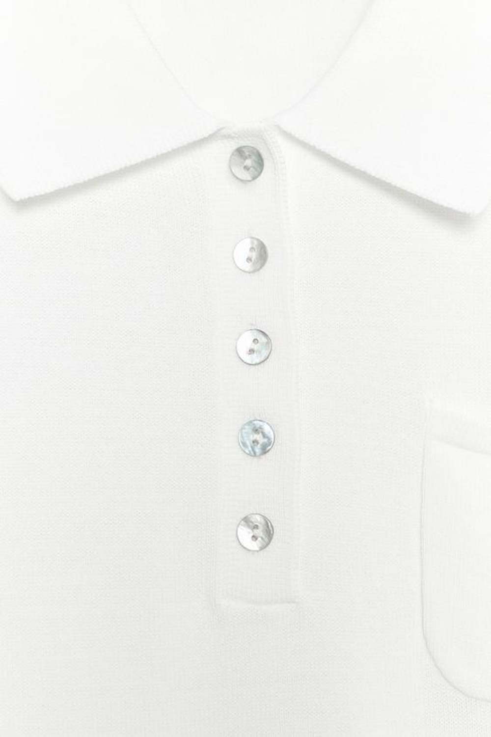ZARA ТРИКОТАЖНОЕ ПОЛО С КОРОТКИМИ РУКАВАМИ, БЕЛЫЙ