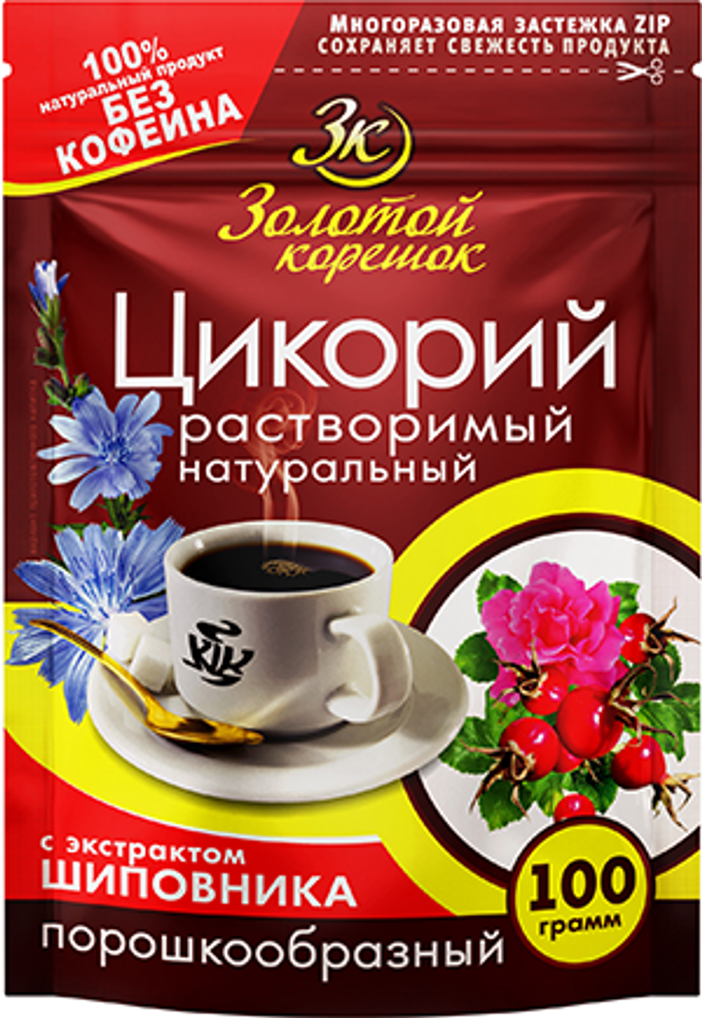 ЗОЛОТОЙ КОРЕШОК цикорий порошок ШИПОВНИК 100гр ZIP (1х12)
